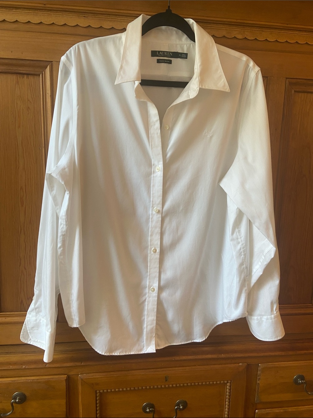 Lauren Ralph No-Iron Crisp White Button-Down Shirt